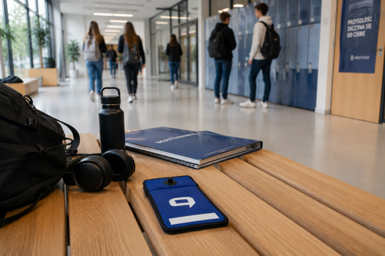 Etui dla szkół strefa offline na korytarzu