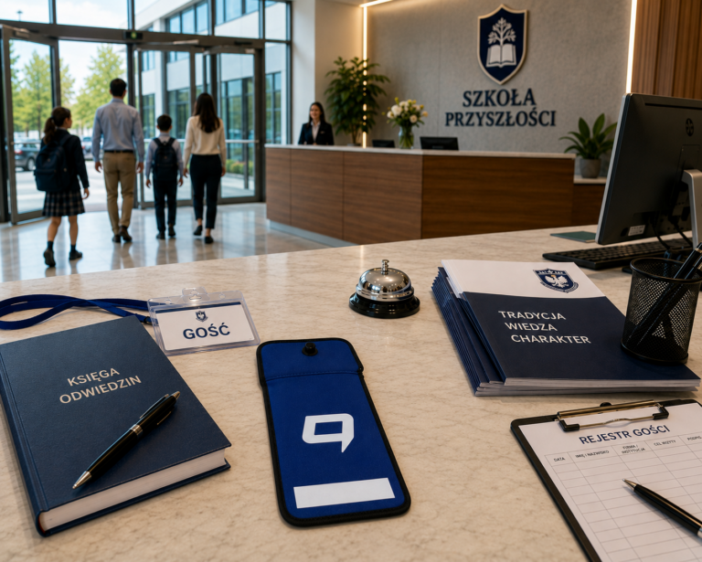 Etui dla szkół strefa offline przy wejściu do szkoły